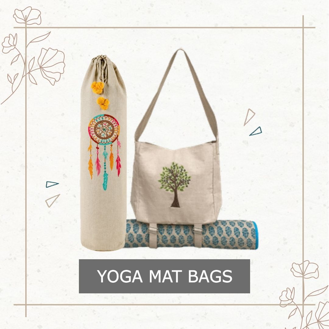 Indian Mandala Cotton Floral Printed Gym Yoga Mat Bag Strap & Zipper Maroon  Bags