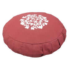 Load image into Gallery viewer, Meditation Cushion Zafu With Buckwheat Hulls Filled - Mandala embroidered - Berry