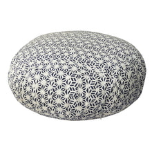 Load image into Gallery viewer, Meditation Cushion Zafu With Buckwheat Hulls Filled - Geometric Print - Royal Blue & White