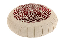 Load image into Gallery viewer, Meditation Cushion Zafu With Buckwheat Hulls Filled - Mandala Illusion Embroidered