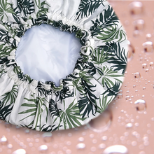Load image into Gallery viewer, Shower Cap - Palm Leaf Print - White & Green
