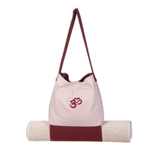 Load image into Gallery viewer, Yoga Mat Holder - Om Embroidered Cotton Bag - Ivory & Maroon