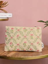 Load image into Gallery viewer, Kanyoga - Jaal pattern floral embroidered pouch with touch of zari