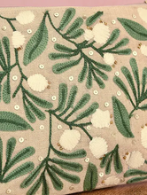 Load image into Gallery viewer, Kanyoga - Leaf embroidered pouch with touch of sequins and cut dana