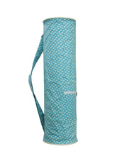 Load image into Gallery viewer, Yoga Mat Bag - Geometric Print - Aqua &amp; White
