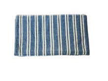 Load image into Gallery viewer, Yoga Blanket - Natural Cotton - Blue & White Stripes