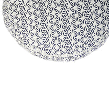 Load image into Gallery viewer, Meditation Cushion Zafu With Buckwheat Hulls Filled - Geometric Print - Royal Blue & White