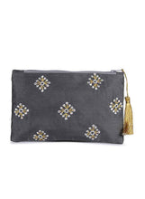 Load image into Gallery viewer, Kanyoga Embroidered Satin Pouch With Tassel Attached For Women