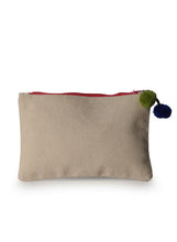 Load image into Gallery viewer, Kanyoga Cotton Canvas Pouch With Contrast Bright Pink Zip & Dual Bright Disty Pom-Pom For Women