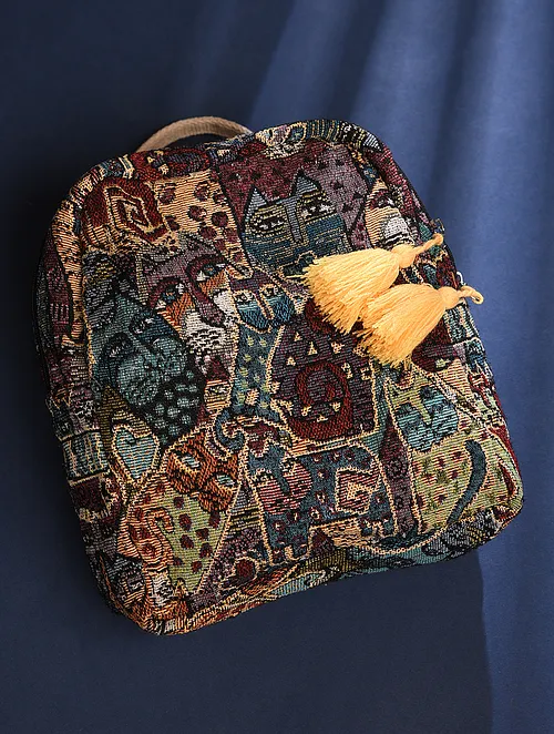 Abstract Design Small Backpack Bag - Multi Colour