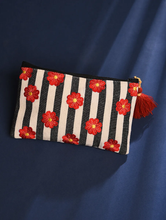 Load image into Gallery viewer, Kanyoga - Striped Embroidered Pouch with tassel