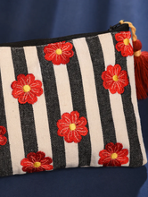 Load image into Gallery viewer, Kanyoga - Striped Embroidered Pouch with tassel
