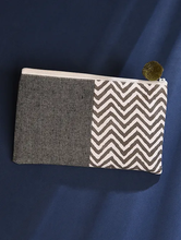 Load image into Gallery viewer, Kanyoga - Printed Patched Pouch with Pom-Pom