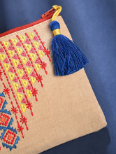 Load image into Gallery viewer, Kanyoga - Geometric Embroidery Pouch with Tassel