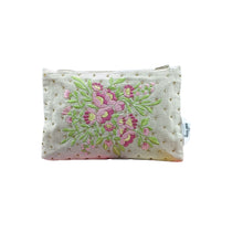 Load image into Gallery viewer, Kanyoga - Floral embroidered pouch with touch of zari & cut dana