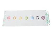 Load image into Gallery viewer, Cotton Yoga Mat With Seven Chakra Embroidered - White & Multi