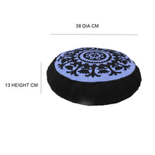 Load image into Gallery viewer, Meditation Cushion Zafu With Buckwheat Hulls Filled - Mandala Print - Black & Lilac