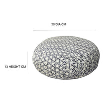 Load image into Gallery viewer, Meditation Cushion Zafu With Buckwheat Hulls Filled - Geometric Print - Royal Blue & White