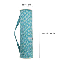 Load image into Gallery viewer, Yoga Mat Bag - Geometric Print - Aqua & White