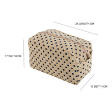 Load image into Gallery viewer, Utility/Cosmetic Pouch Bag - Polka Dot Print - Beige & Blue