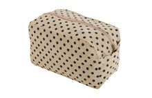 Load image into Gallery viewer, Utility/Cosmetic Pouch Bag - Polka Dot Print - Beige & Blue