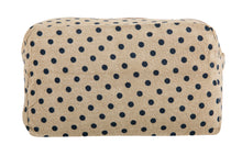 Load image into Gallery viewer, Utility/Cosmetic Pouch Bag - Polka Dot Print - Beige & Blue