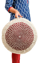 Load image into Gallery viewer, Meditation Cushion Zafu With Buckwheat Hulls Filled - Mandala Illusion Embroidered
