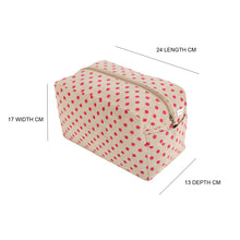 Load image into Gallery viewer, Utility/Cosmetic Pouch Bag - Polka Dot Print - Beige & Magenta