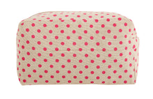 Load image into Gallery viewer, Utility/Cosmetic Pouch Bag - Polka Dot Print - Beige & Magenta
