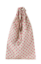 Load image into Gallery viewer, Travel Shoe Bag - Polka Dot Print - Beige & Magenta
