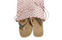 Load image into Gallery viewer, Travel Shoe Bag - Polka Dot Print - Beige & Magenta