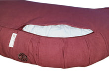 Load image into Gallery viewer, Meditation Cushion With Buckwheat Hulls Filled - Crescent Shaped Zafu - Berry
