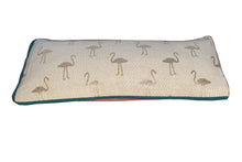 Load image into Gallery viewer, Flamingo gold foil print eye pillow filled with flaxseed