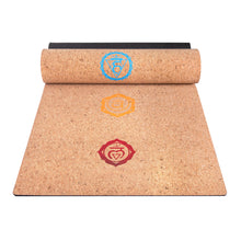 Load image into Gallery viewer, Cork Yoga Mat With Chakra Print - Multicolor