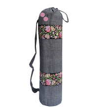 Load image into Gallery viewer, Yoga Mat Bag with Multicolor Embroidered Border - Charcoal Grey