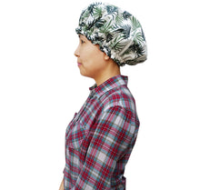 Load image into Gallery viewer, Shower Cap - Palm Leaf Print - White & Green