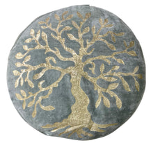 Load image into Gallery viewer, Meditation Cushion Zafu with Tree of Life Gold Foil Print - Green