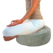 Load image into Gallery viewer, Meditation Cushion Zafu with Tree of Life Gold Foil Print - Green