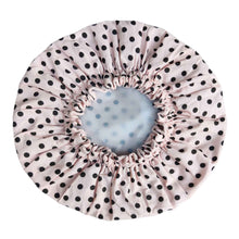 Load image into Gallery viewer, Shower Cap - Polka Dot Printed - Blush Pink & Black