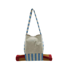 Load image into Gallery viewer, "LOVE YOGA" Embroidered with stripe print Cotton Tote Bag With Bottom Mat Holder - Multi color