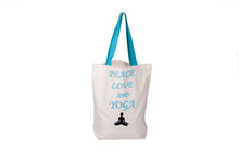Load image into Gallery viewer, Tote Bag with "Love, Peace & Yoga" Embroidered - Multicolor
