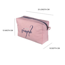 Load image into Gallery viewer, Utility/Cosmetic Pouch Bag - "Keep it Simple" embroidered - Pink