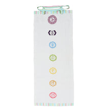 Load image into Gallery viewer, Cotton Yoga Mat With Seven Chakra Embroidered - White & Multi