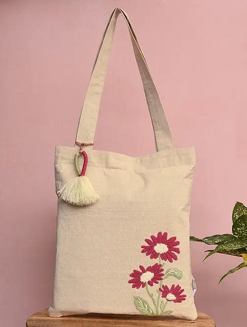 Kanyoga - Floral Embroidered Women's Stylish Tote Bag