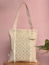 Load image into Gallery viewer, Kanyoga - Jaal Pattern Floral Embroidered Reversible Women&#39;s Stylish Tote Bag
