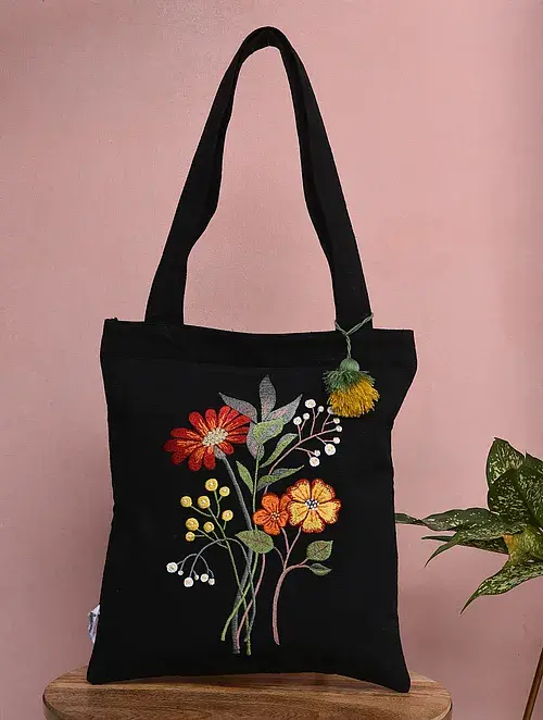 Kanyoga - Floral Garden Embroidered Women's Stylish Tote Bag