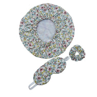 KANYOGA - SHOWER CAP, SCRUNCHIE & EYE MASK - FLORAL LAKE DITSY PRINT - SET OF 3