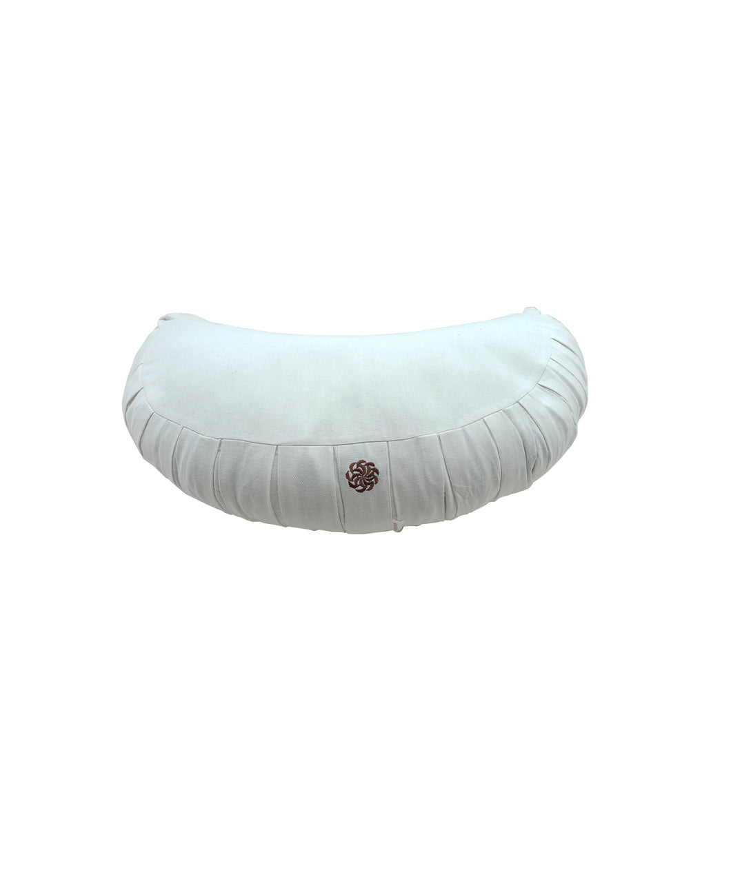 Meditation Cushion Crescent Shaped Zafu Filled With Buckwheat Hulls - Solid White