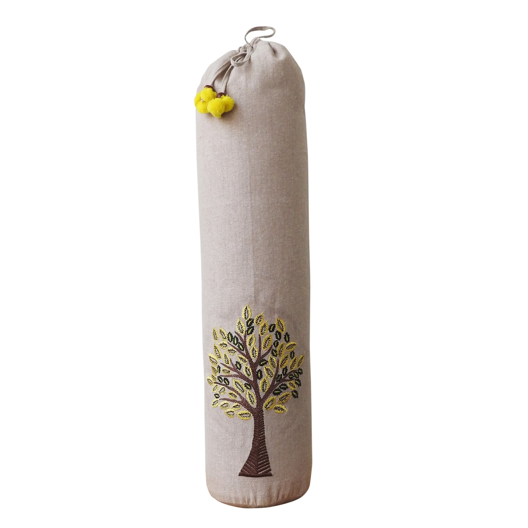 Yoga Mat Bag - Tree Of Life Embroidered - Beige & Yellow – Kanyoga