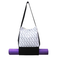 Cotton Ikat Printed Bag With Bottom Mat Holder - Black & White